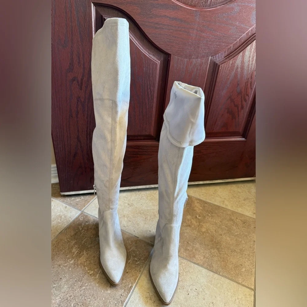 MARC FISJER ML CATHI POINTED TOE OVER KNEE BOOT STELLA FABRIC 5.5 MEDIUM